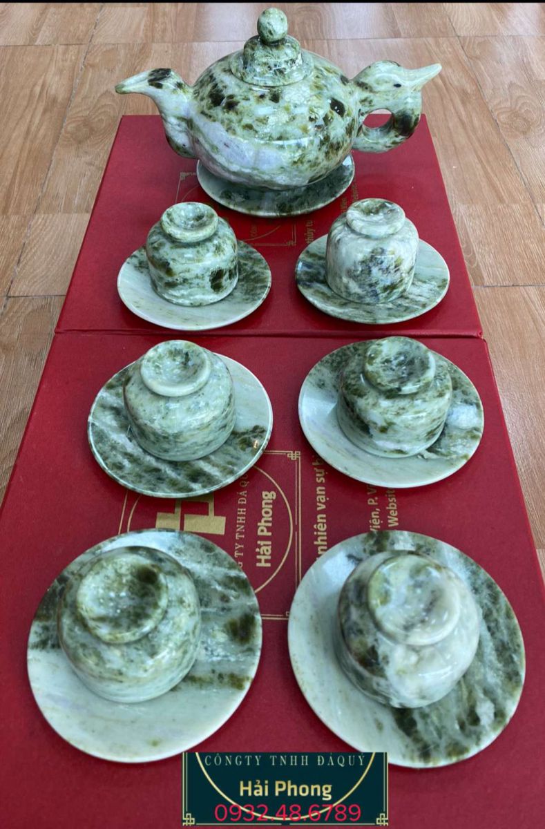 ấm chén đá ngọc serpentine