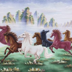 Tranh đá quý bát mã 146x225cm