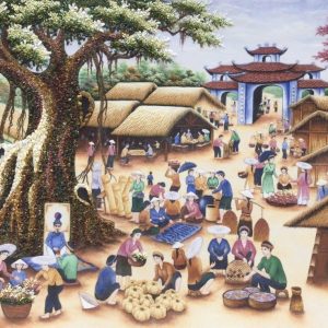 Tranh Đá Quý Chợ Quê 146x225cm