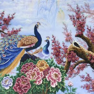 Tranh đá quý phu thê viên mãn 146x225 cm