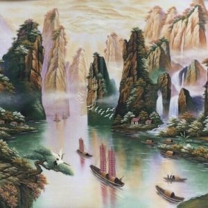 Tranh đá quý sơn thủy hữu tình 146x225cm