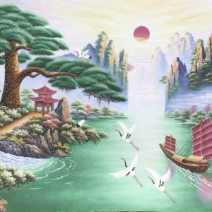 Tranh đá quý Tùng Đón Khách 146x225cm