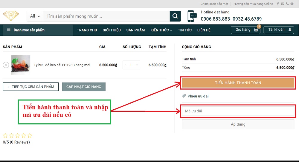 Tiến hành thanh toán