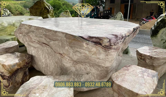 Bàn ghế sân vườn đá serpentine